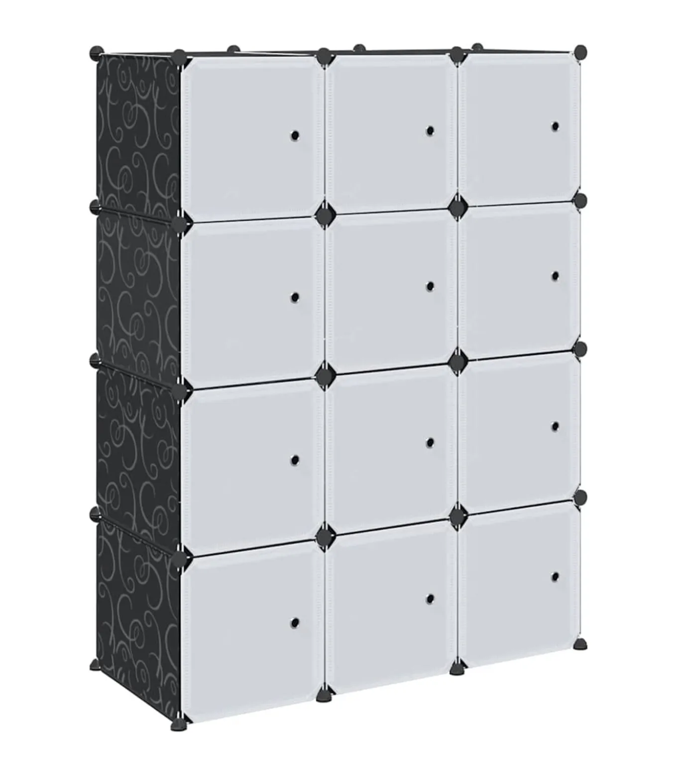 Opbergmeubel met 12 vakken en ophangstangen polypropeen