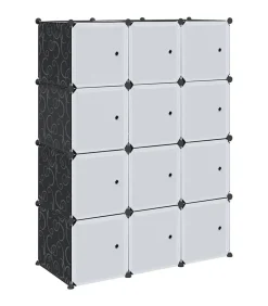 Opbergmeubel met 12 vakken en ophangstangen polypropeen