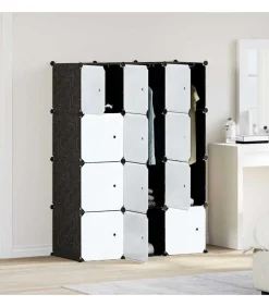 Opbergmeubel met 12 vakken en ophangstangen polypropeen