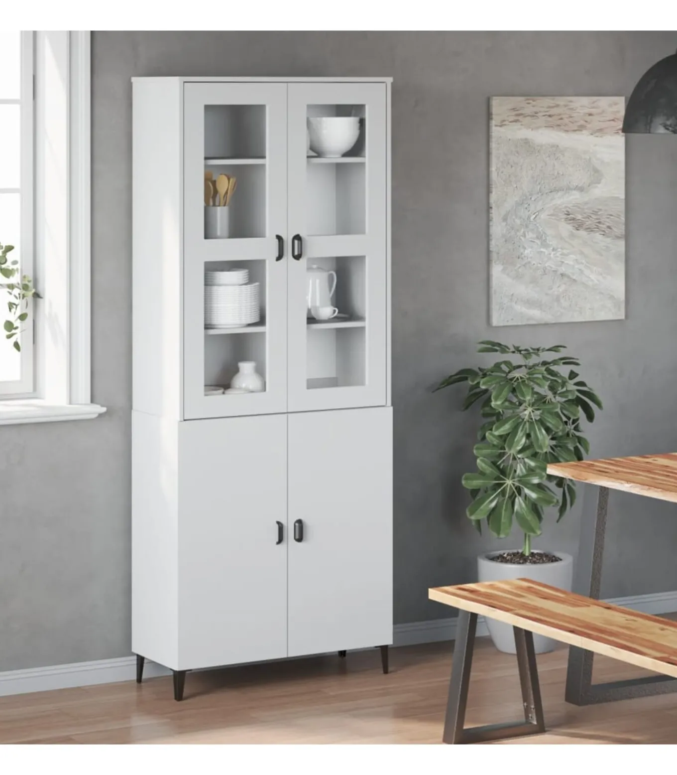 Opzetkast VIKEN bewerkt hout wit