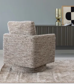 Oska Draaifauteuil - Melange Stof - Bruin - 64x78x79