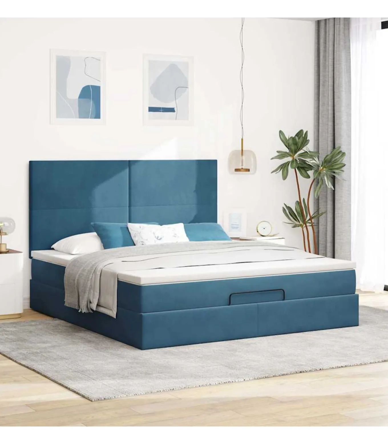 Ottoman bed met matrassen en LED's 160x200cm fluweel