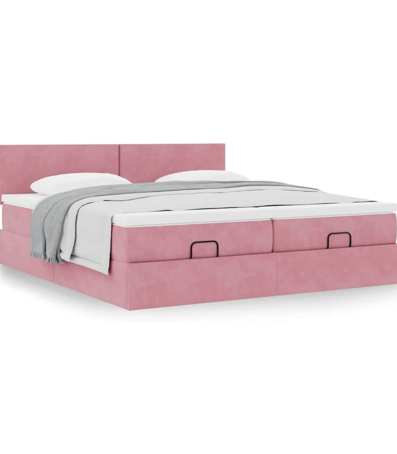 Ottoman bed met matrassen 200x200cm fluweel roze