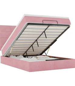 Ottoman bed met matrassen en LED's 140x200cm fluweel roze