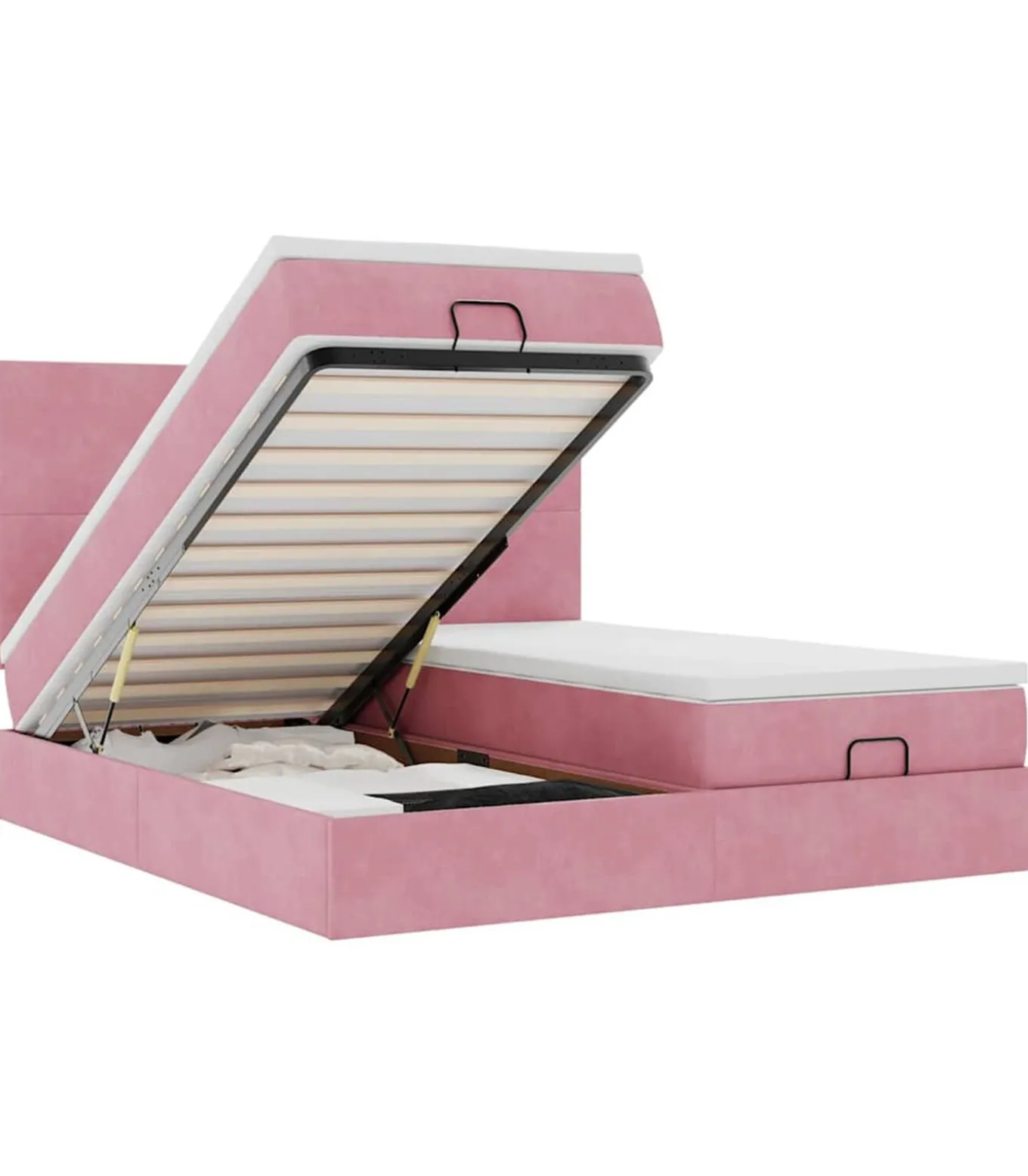 Ottoman bed met matrassen en LED's 200x200cm fluweel roze