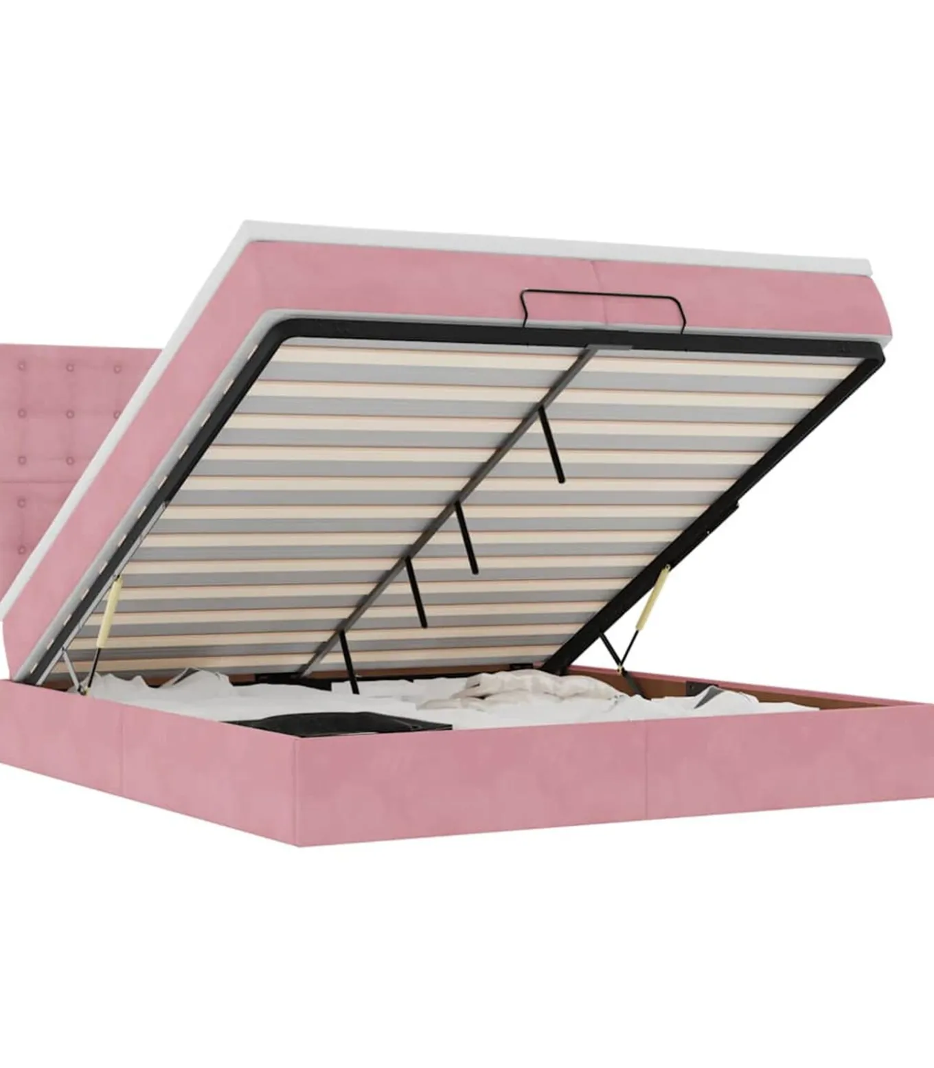 Ottoman bed met matrassen en LED's 200x200cm fluweel roze