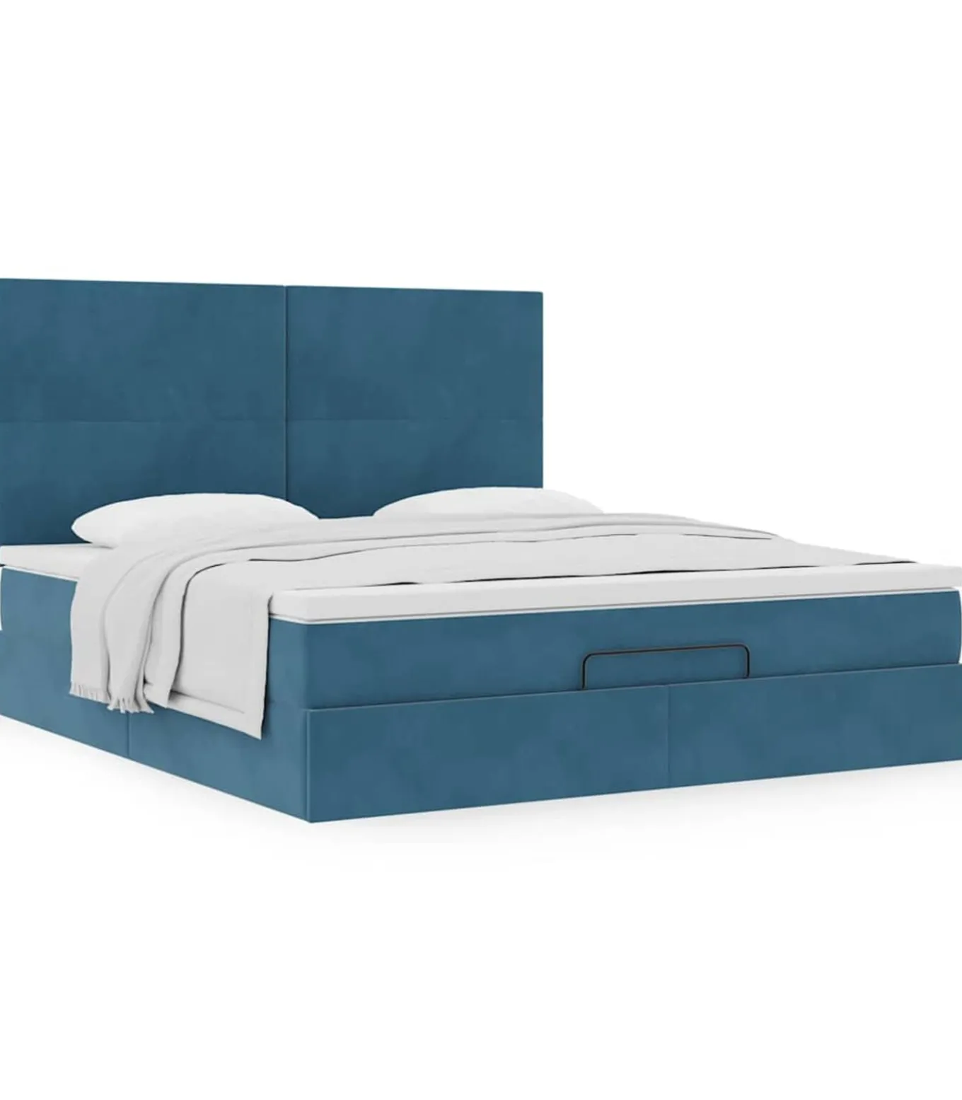 Ottoman bed met matrassen 160x200cm fluweel donkerblauw