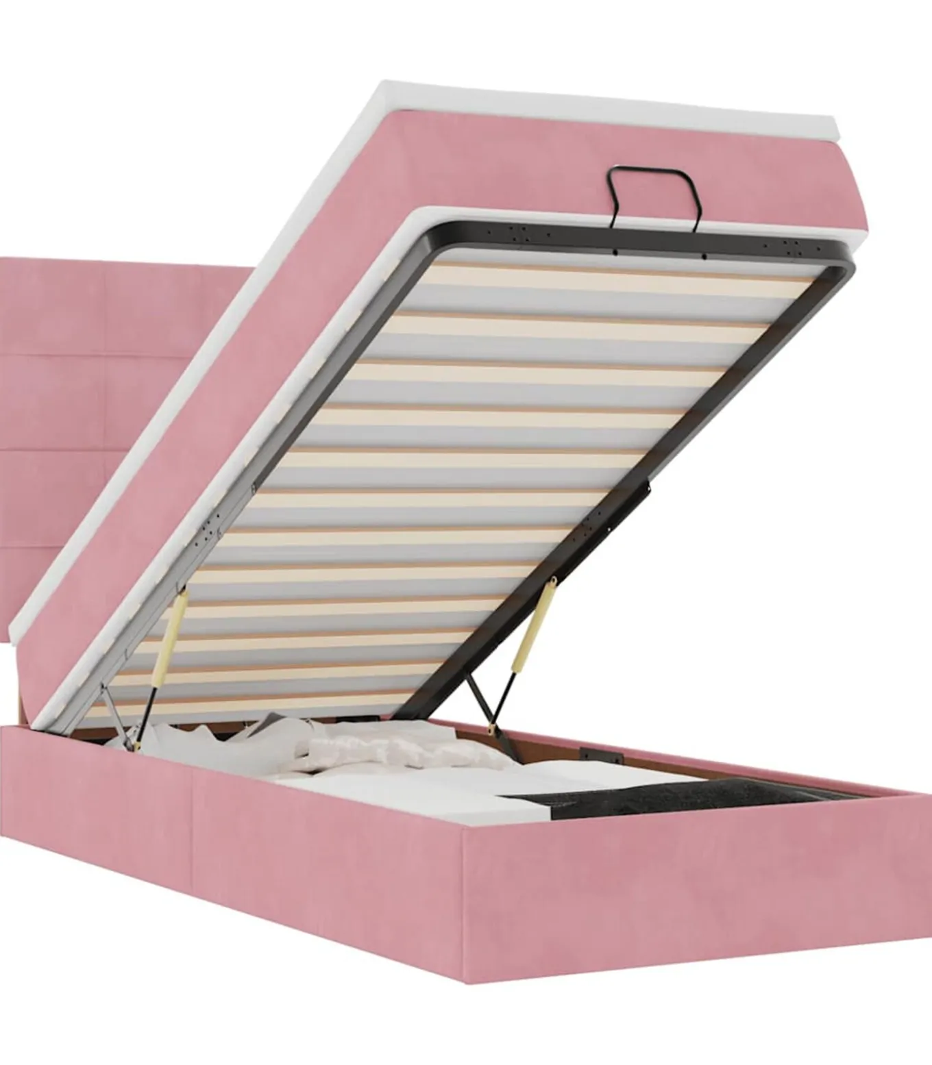 Ottoman bed met matrassen 100x200cm fluweel roze