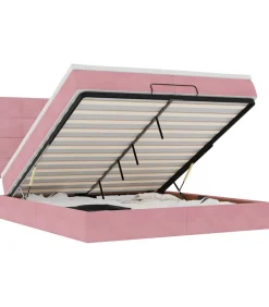 Ottoman bed met matrassen 200x200cm fluweel roze