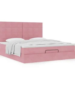 Ottoman bed met matrassen 200x200cm fluweel roze