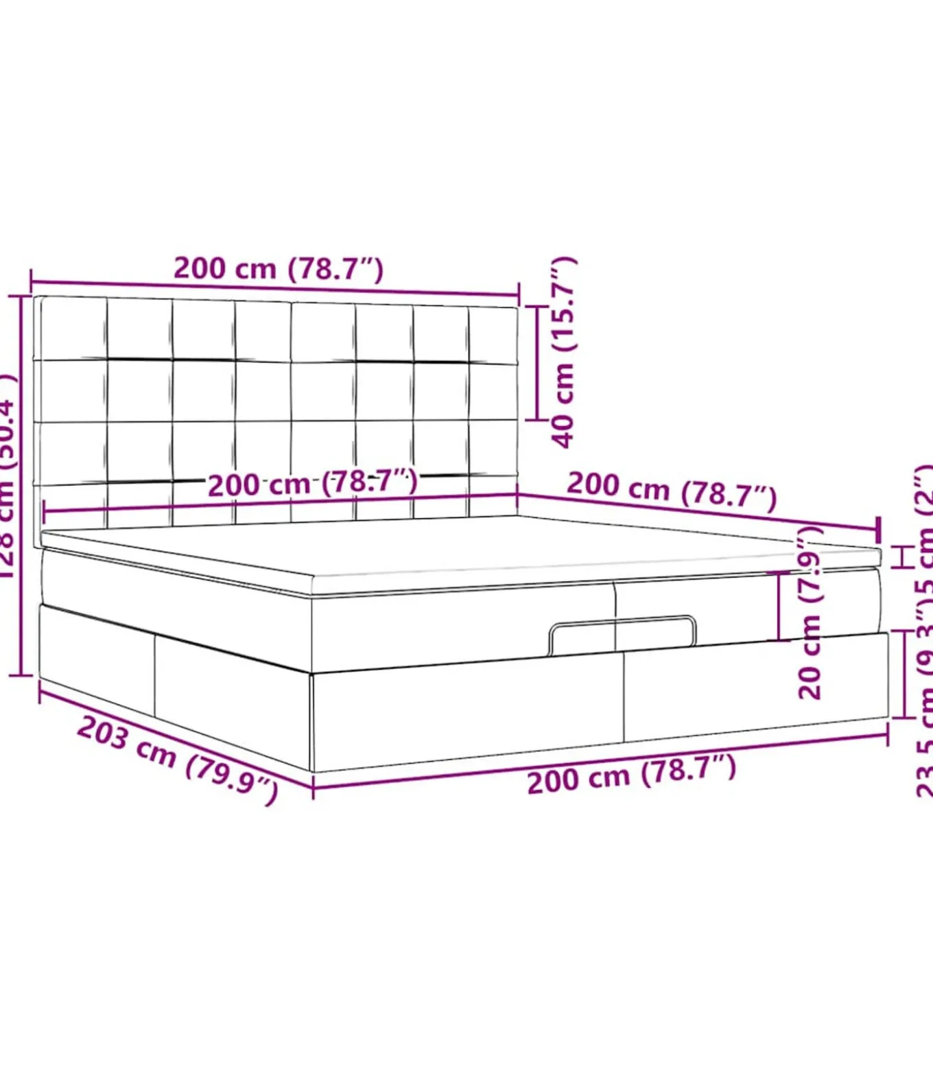 Ottoman bed met matrassen 200x200cm fluweel roze