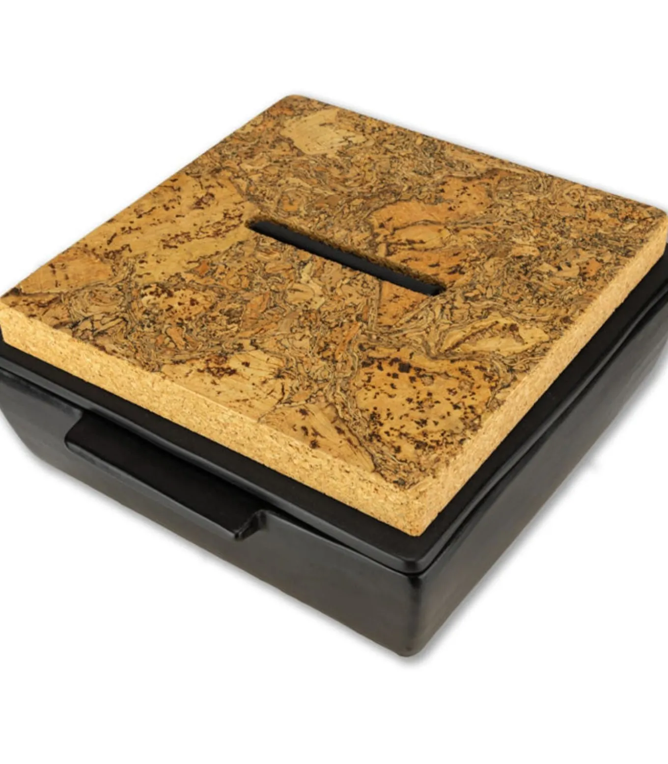 Ovenschotel met deksel en kurk 27x24x10cm zwart