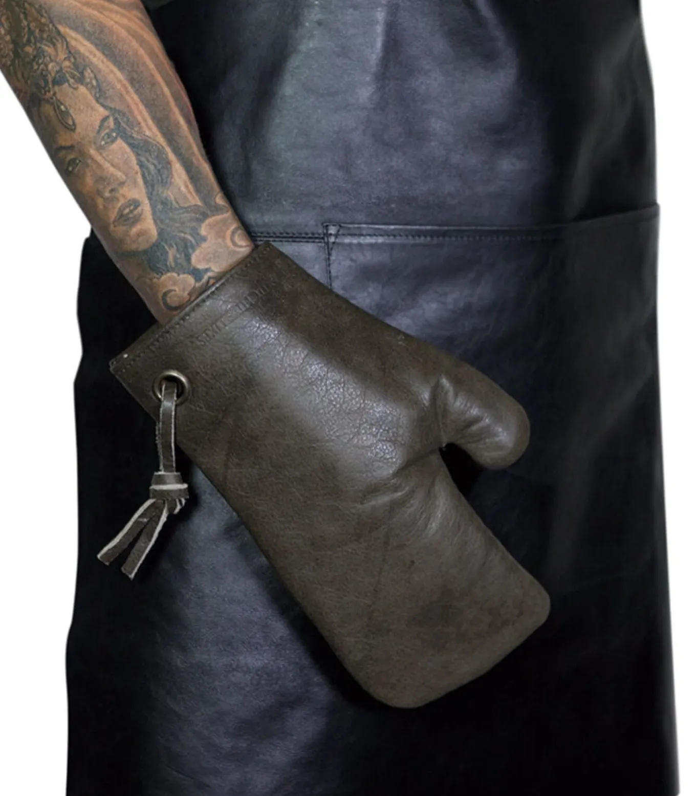 Ovenwant - Handgemaakt - (Volnerf) Leder - Classic Bruin - Geschikt voor Barbecue - Incl. Geschenkdoos