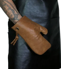 Ovenwant - (Volnerf) Leder - Vintage Camel - Geschikt voor Barbecue - Incl. Geschenkdoos