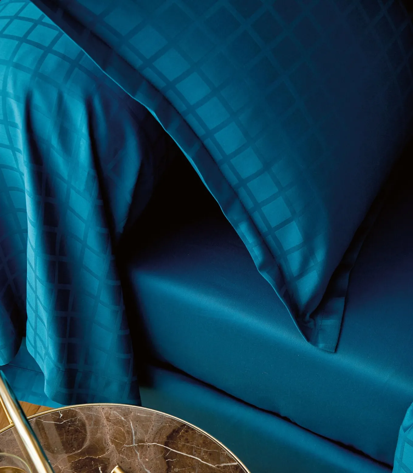 PALACE Bleu paon - Laken Jacquard katoen