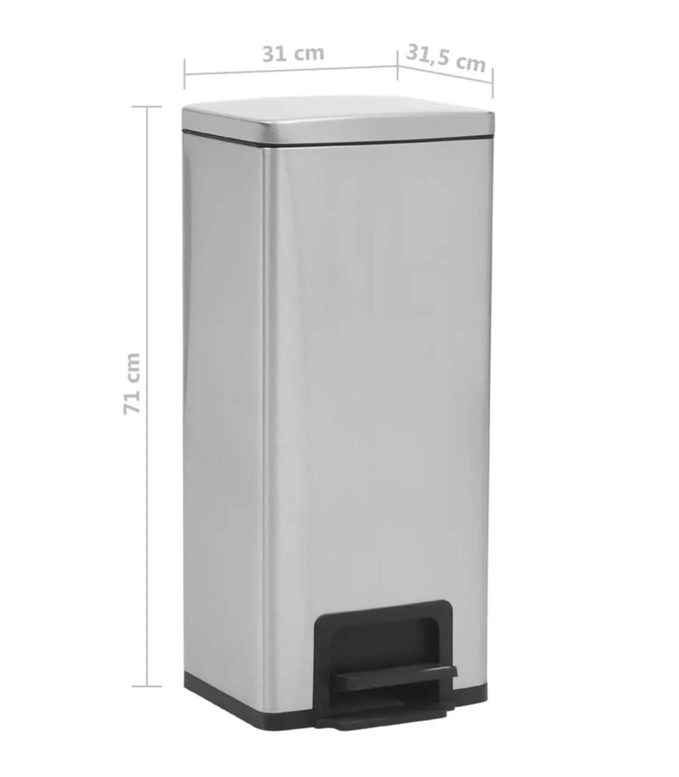 Pedaalemmer met anti-vingerafdruk 30 L RVS zilverkleurig