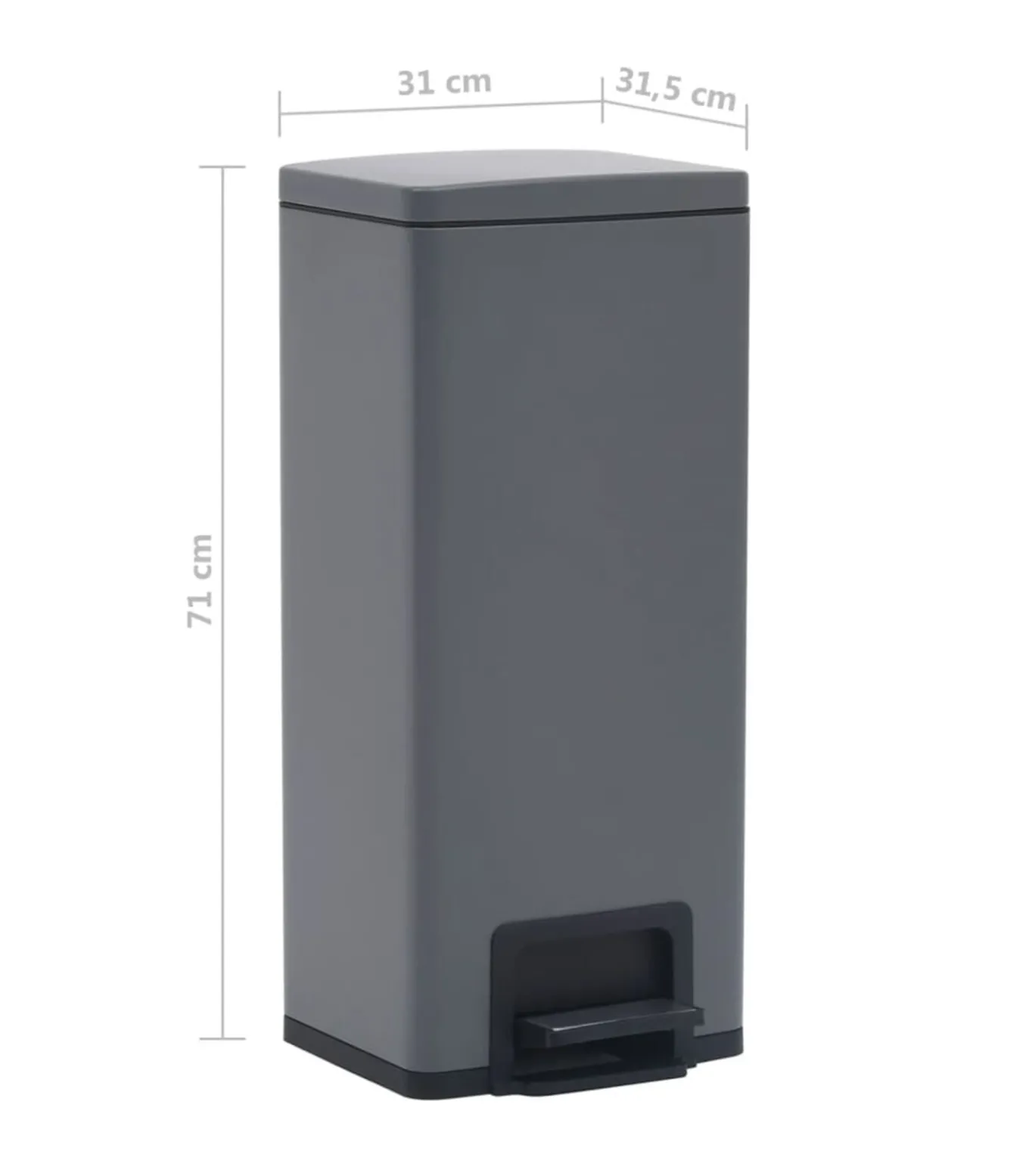 Pedaalemmer met anti-vingerafdruk 30 L RVS grijs