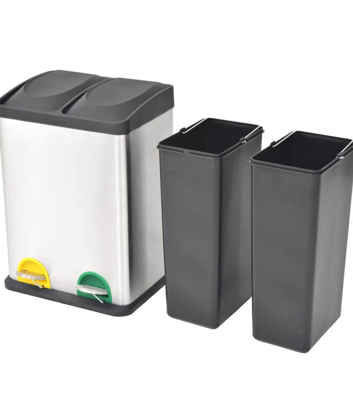 Pedaalemmer voor recycling 36 L roestvrij staal