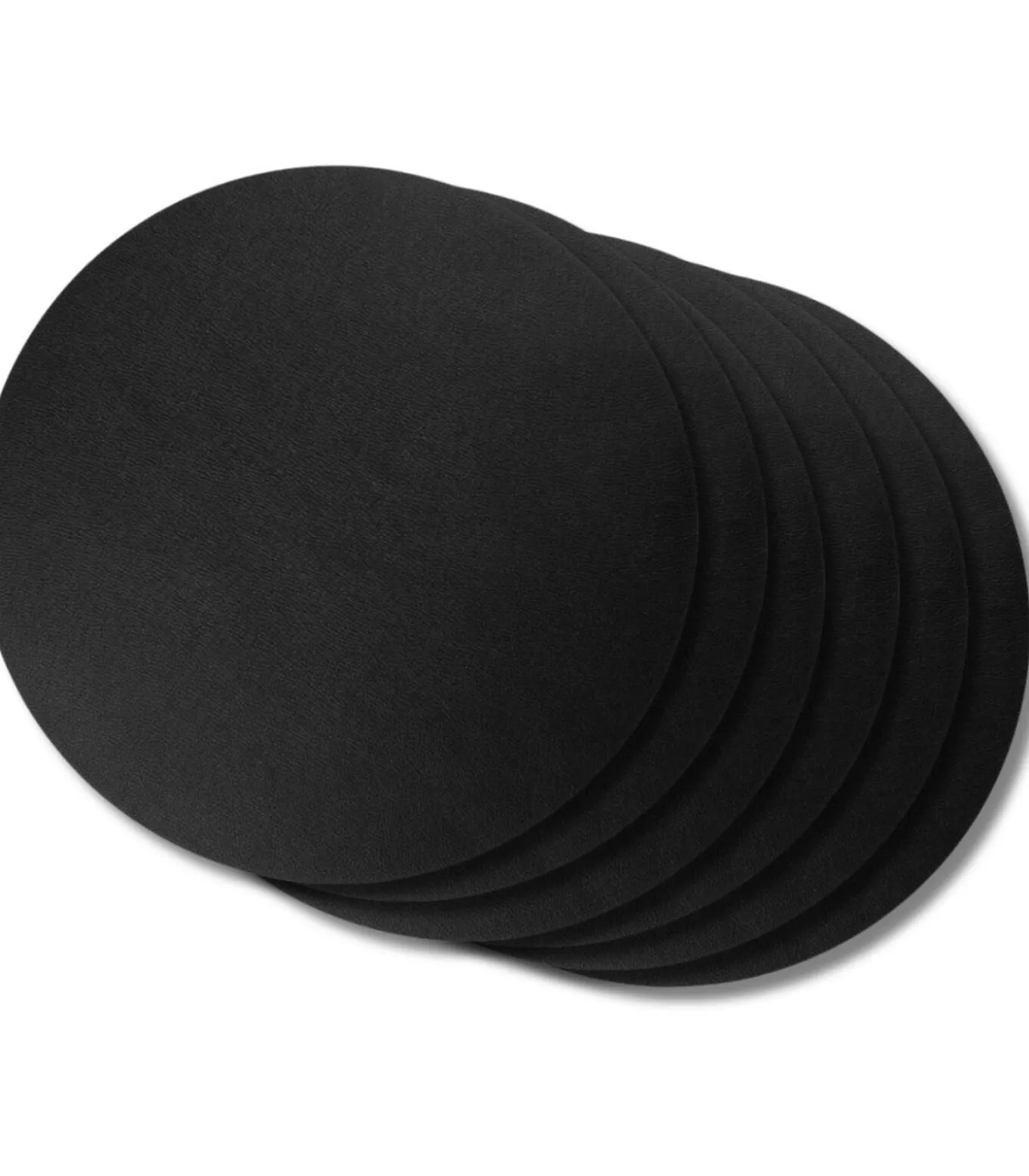 Placemats - Vegan leer - Zwart - ø 38 cm - 6 stuks