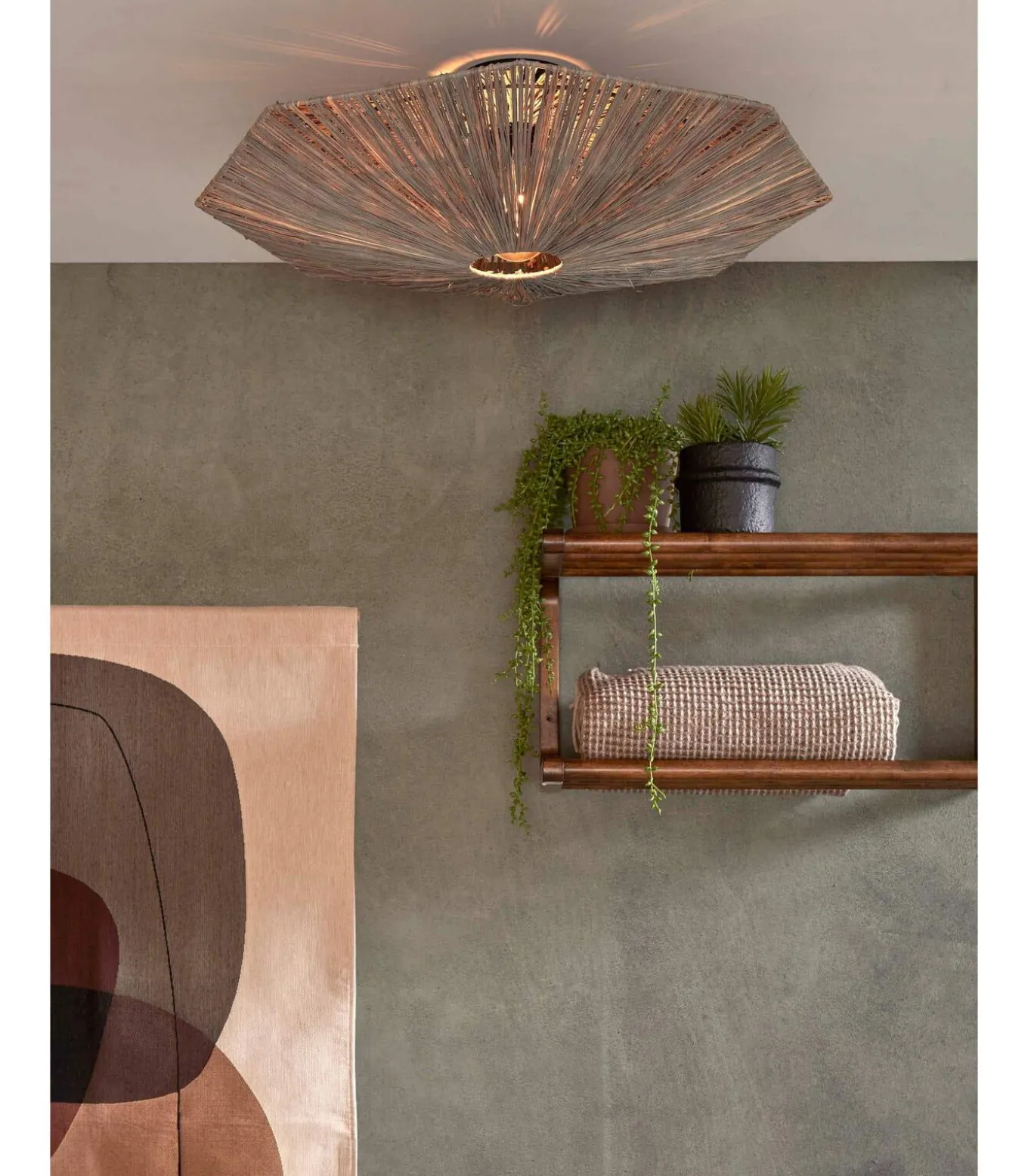 Plafonniere Panama - Donker grijs - 65x65x7cm