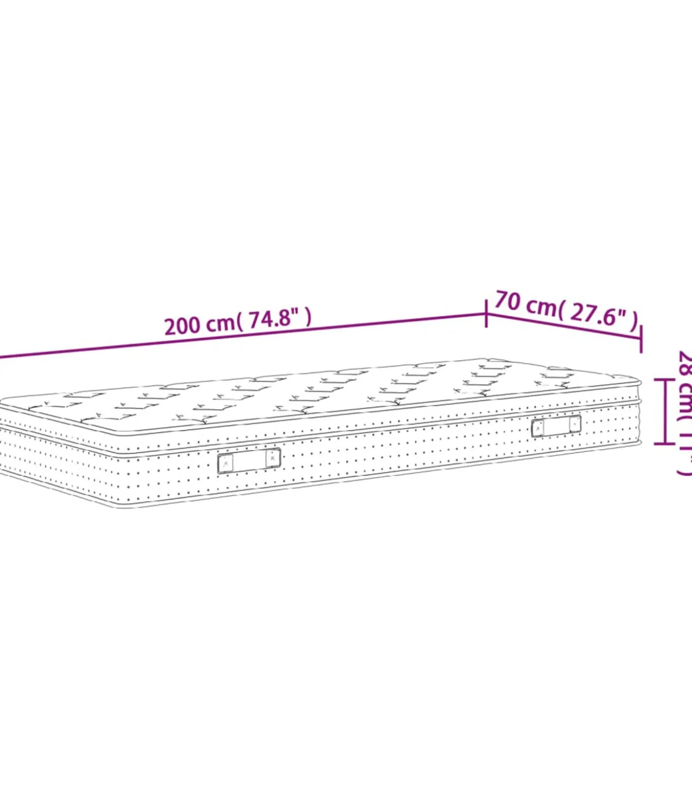 Pocketveringmatras middelhard 70x200 cm
