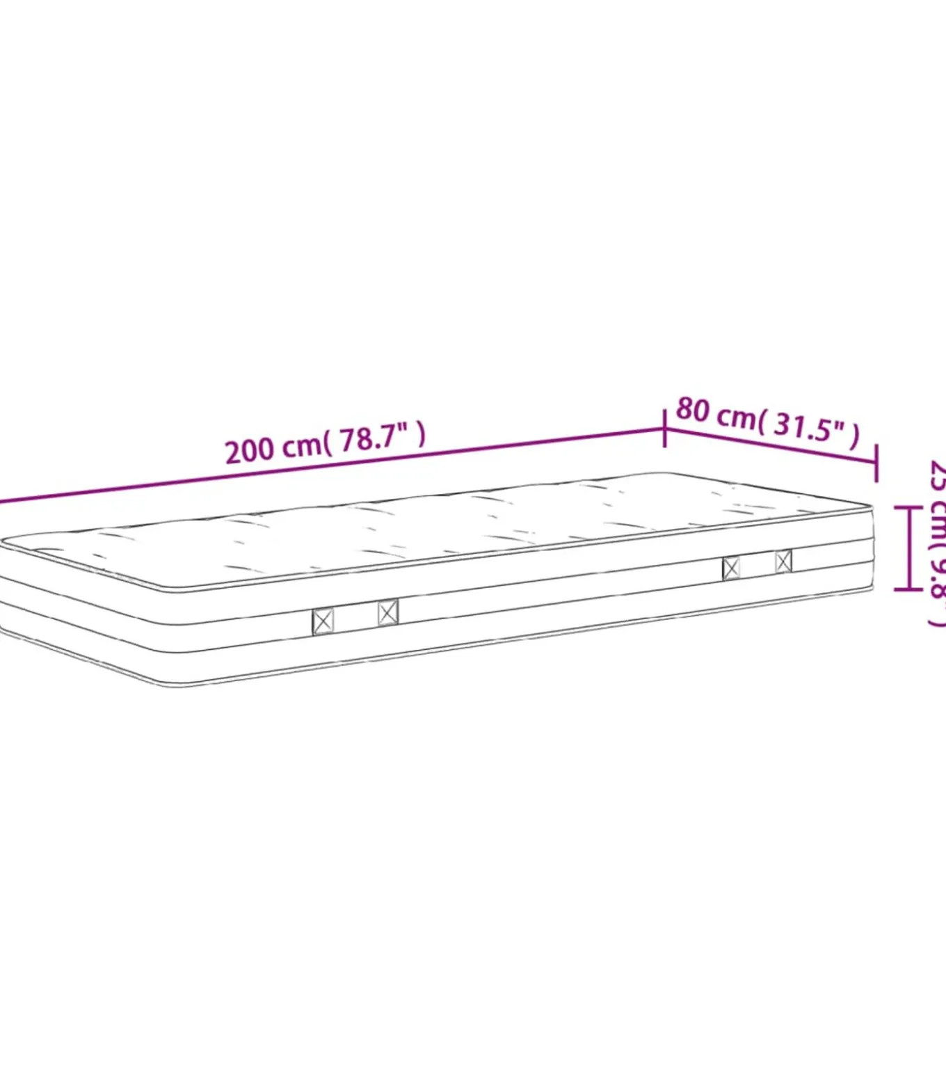 Pocketveringmatras middelhard-hard 80x200 cm
