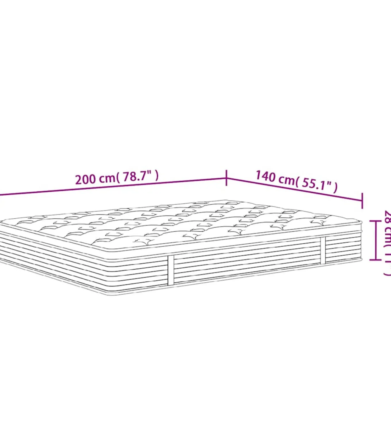 Pocketveringmatras middelhard 140x200 cm