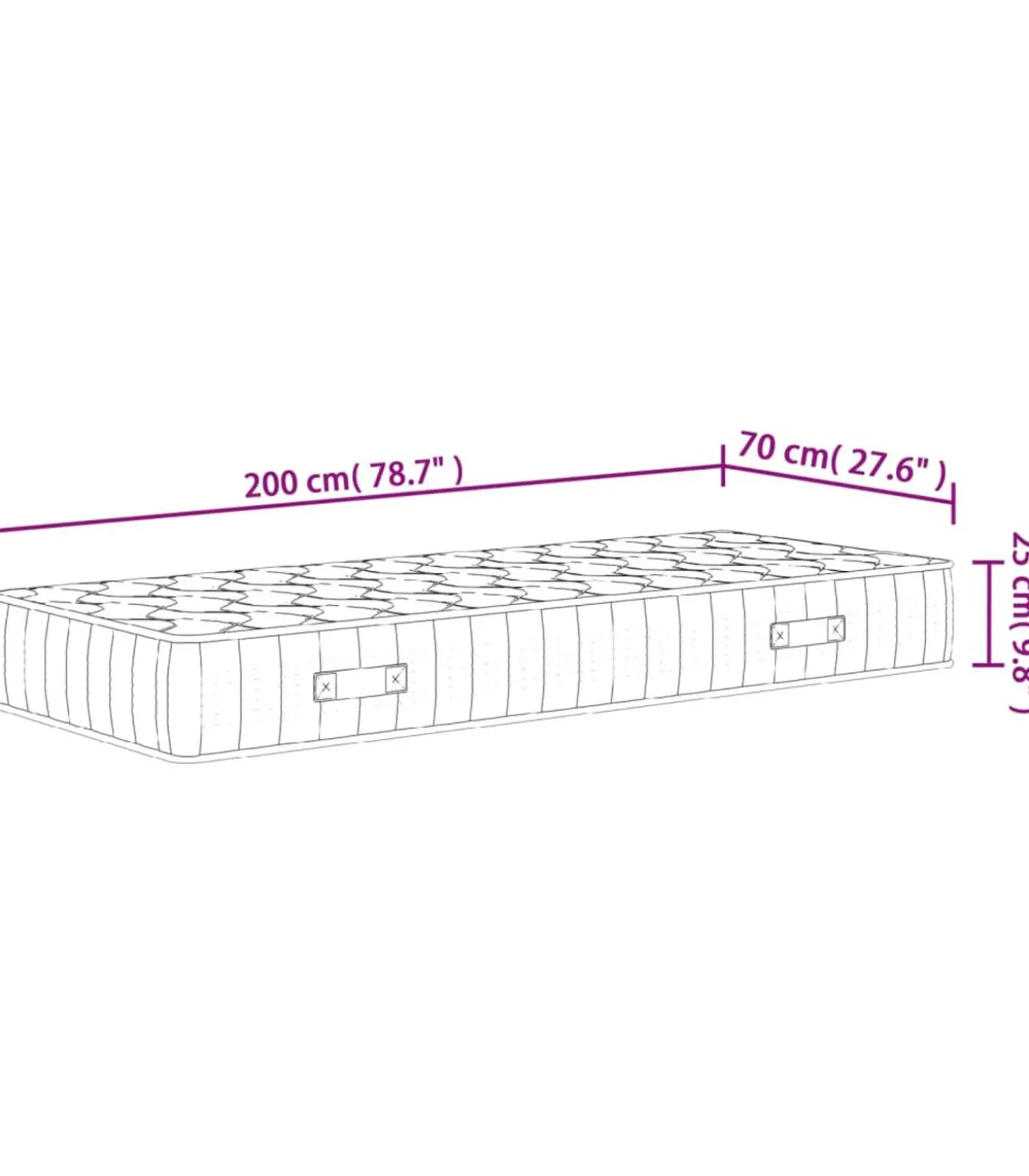 Pocketveringmatras middelhard-hard 70x200 cm