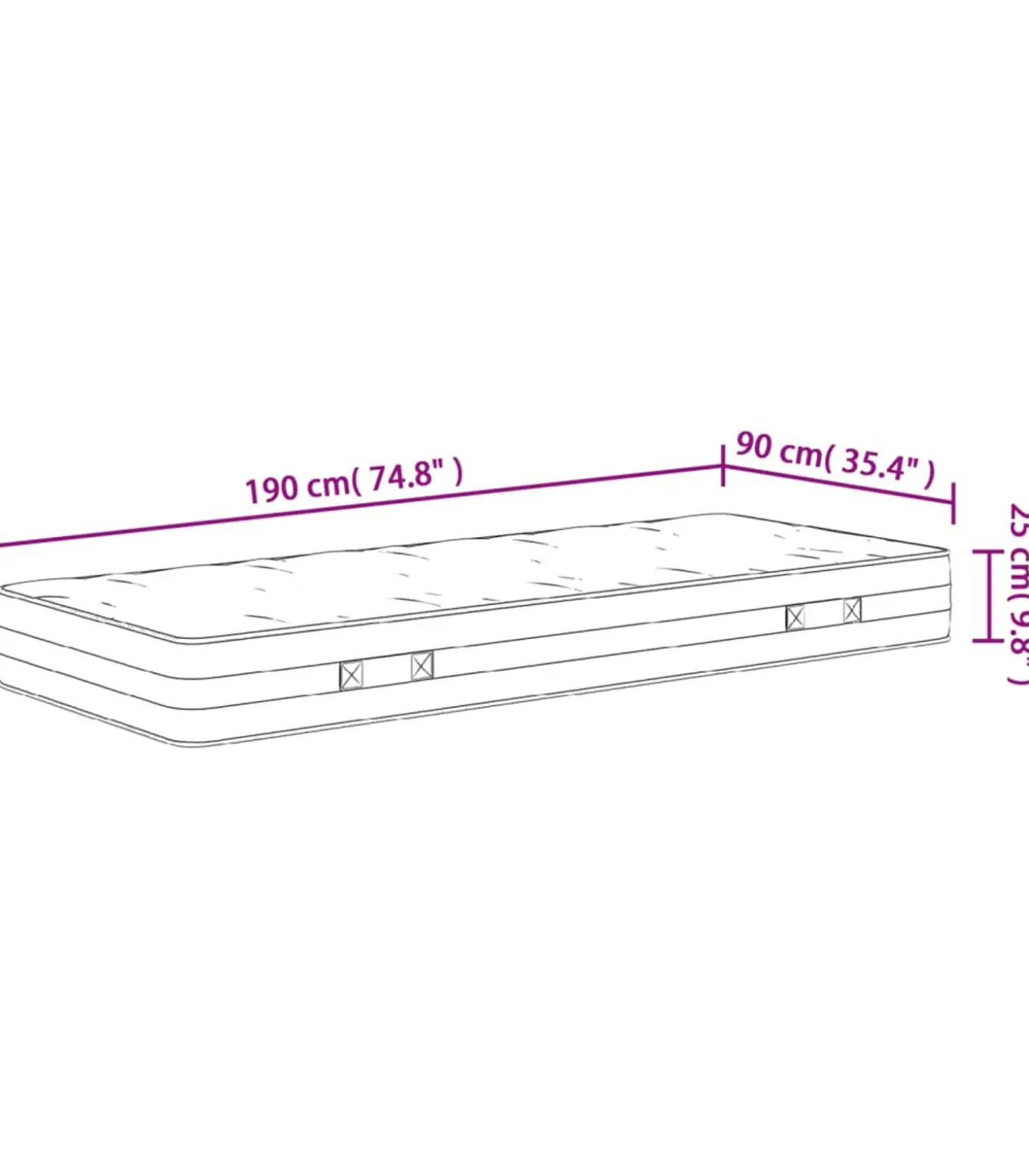 Pocketveringmatras middelhard-hard 90x190 cm Single Size
