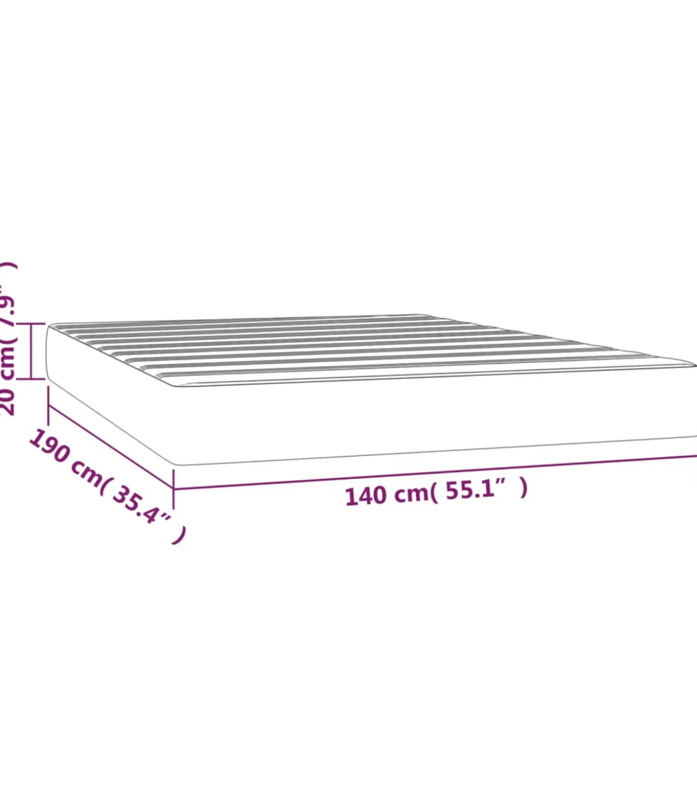 Pocketveringmatras 140x190x20 cm stof zwart