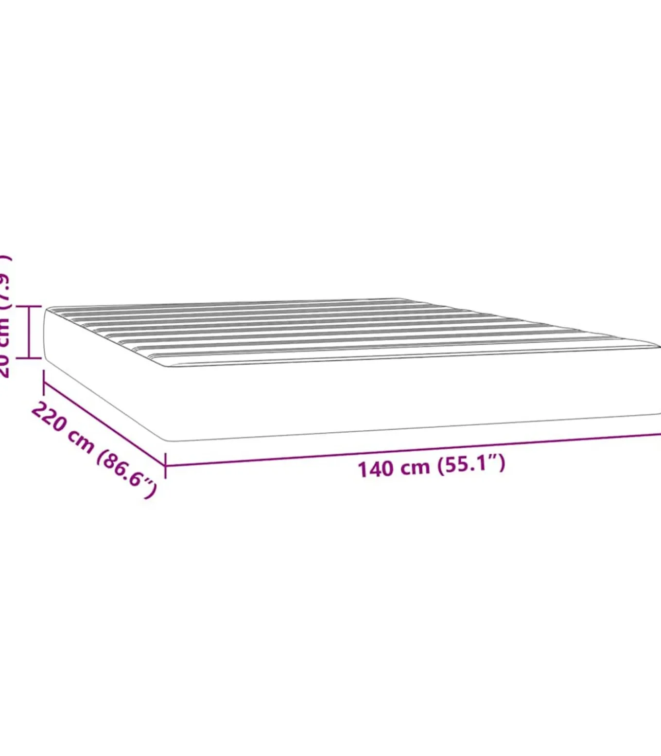 Pocketveringmatras 140x220x20 cm fluweel donkergrijs