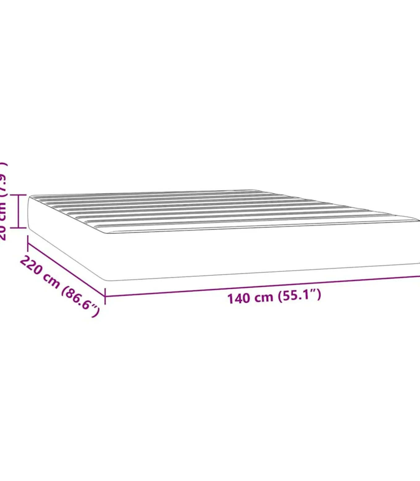 Pocketveringmatras 140x220x20 cm fluweel donkerblauw