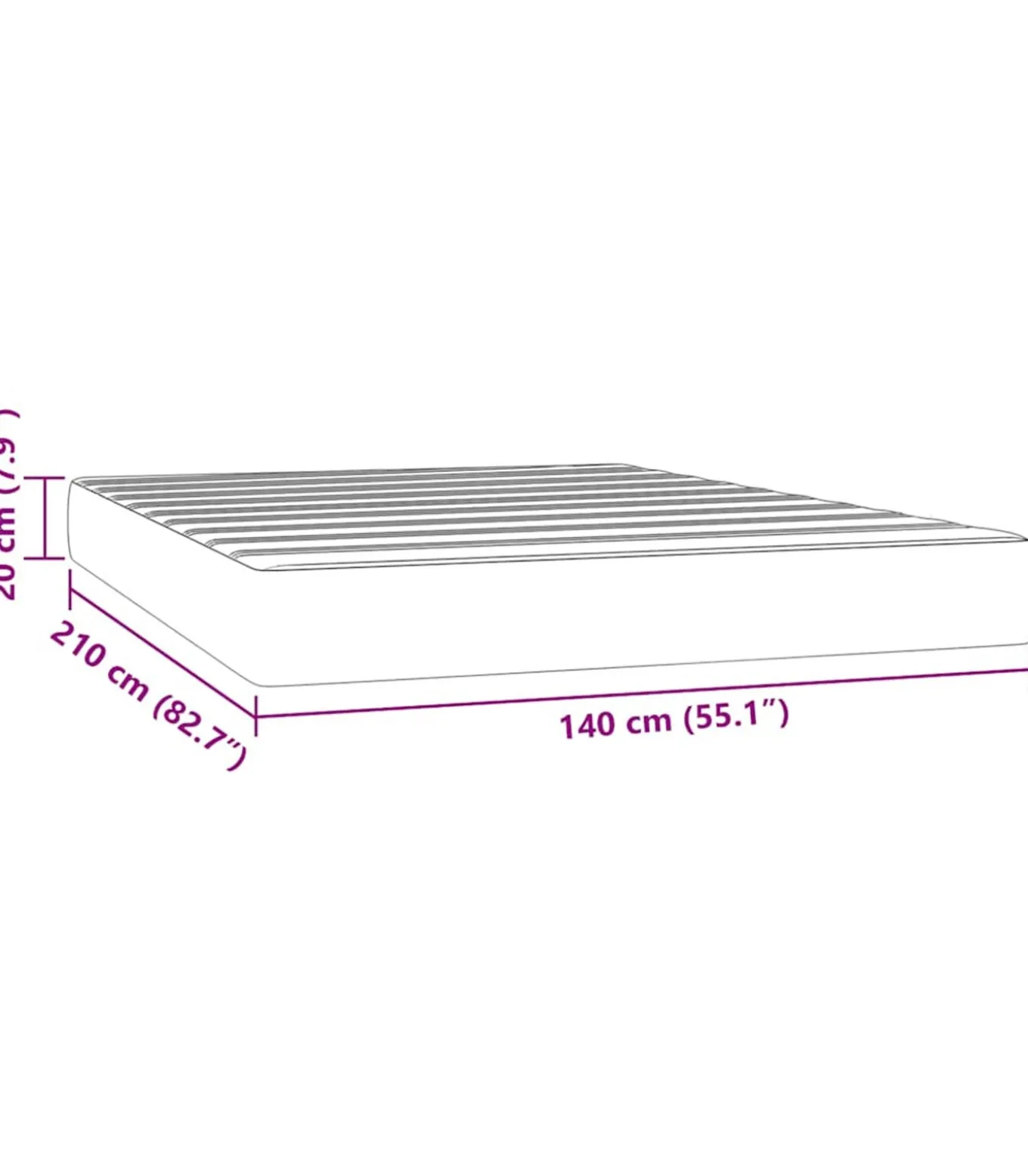 Pocketveringmatras 140x210x20 cm fluweel lichtgrijs