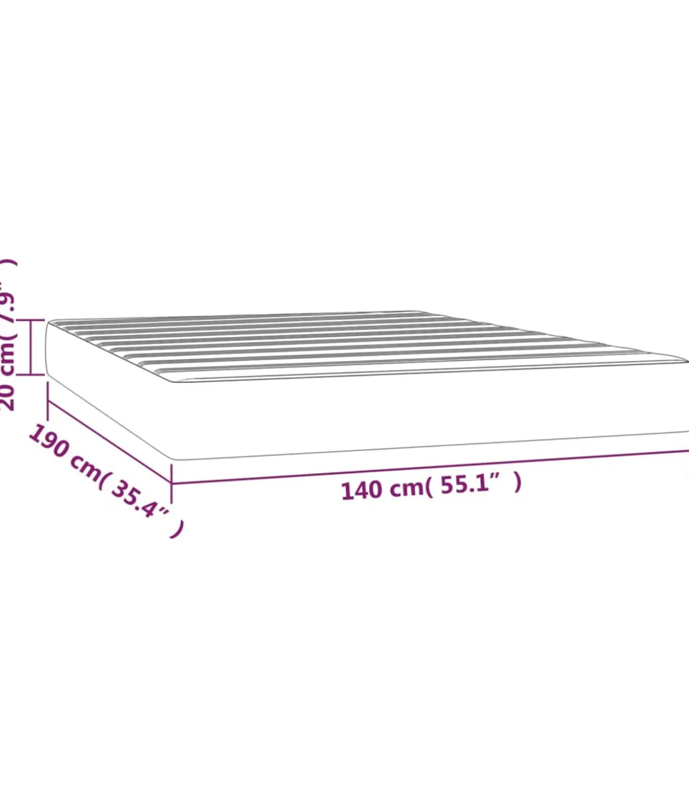 Pocketveringmatras 140x190x20 cm stof blauw