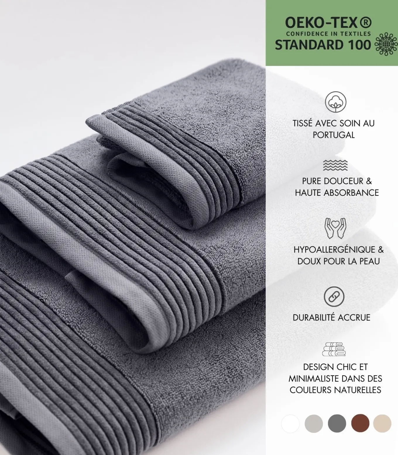 Premium Handdoek SOOTHING SHADOWS. Biologisch Katoen