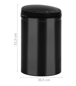 Prullenbak met automatische sensor 30 L koolstofstaal zwart
