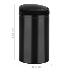 Prullenbak met automatische sensor 40 L koolstofstaal zwart
