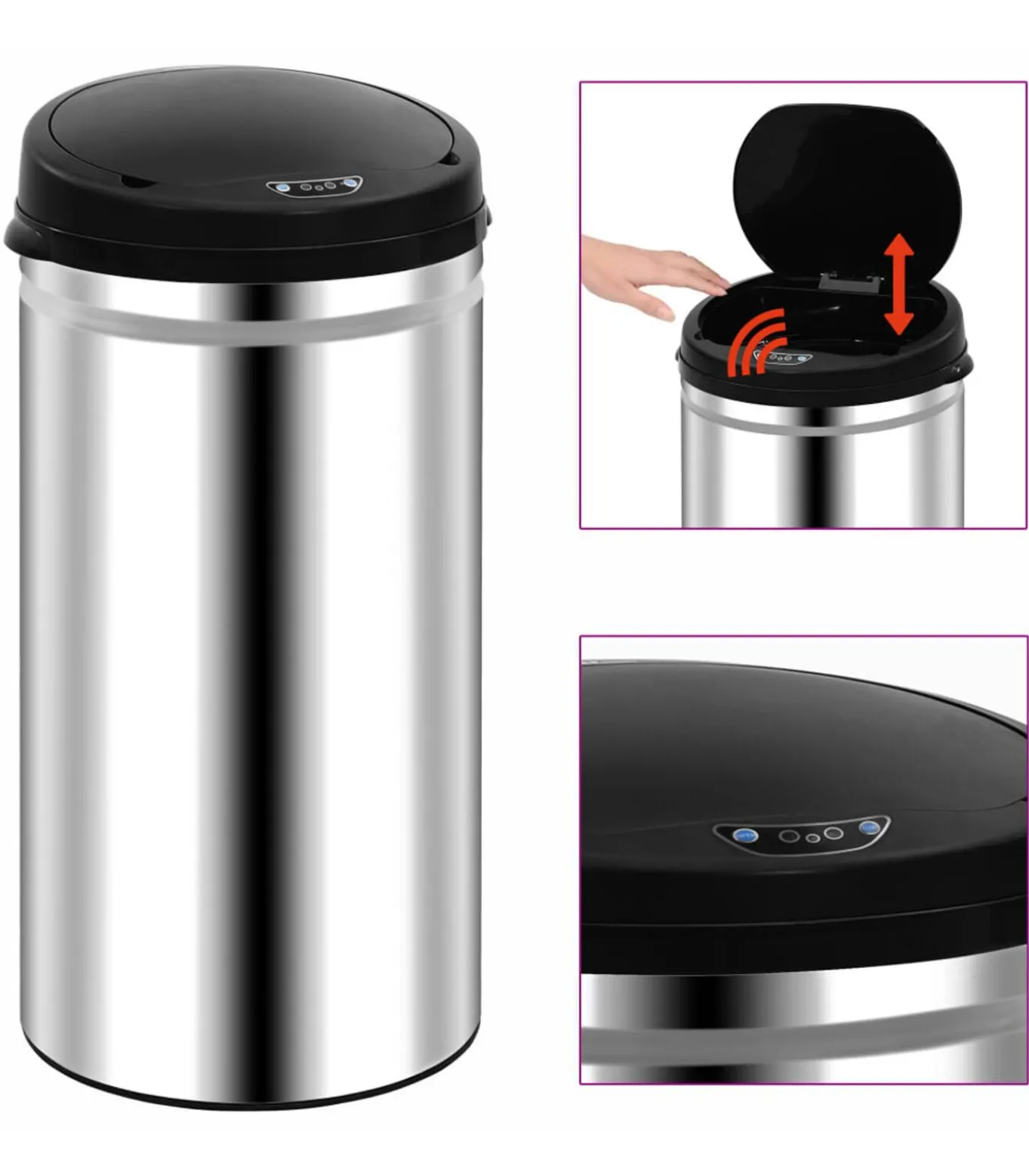 Prullenbak met automatische sensor 50 L roestvrij staal