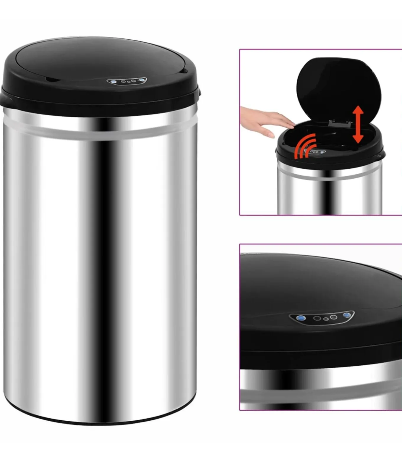 Prullenbak met automatische sensor 40 L roestvrij staal