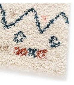 Rechthoekig hoogpolig vloerkleed met beige etnisch patroon 120x170 cm