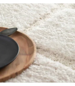 Rechthoekig hoogpolig vloerkleed in ecru shaggy-stijl 120 x 170 cm