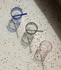 Rietje 20cm glas blauw Cruse - set/4