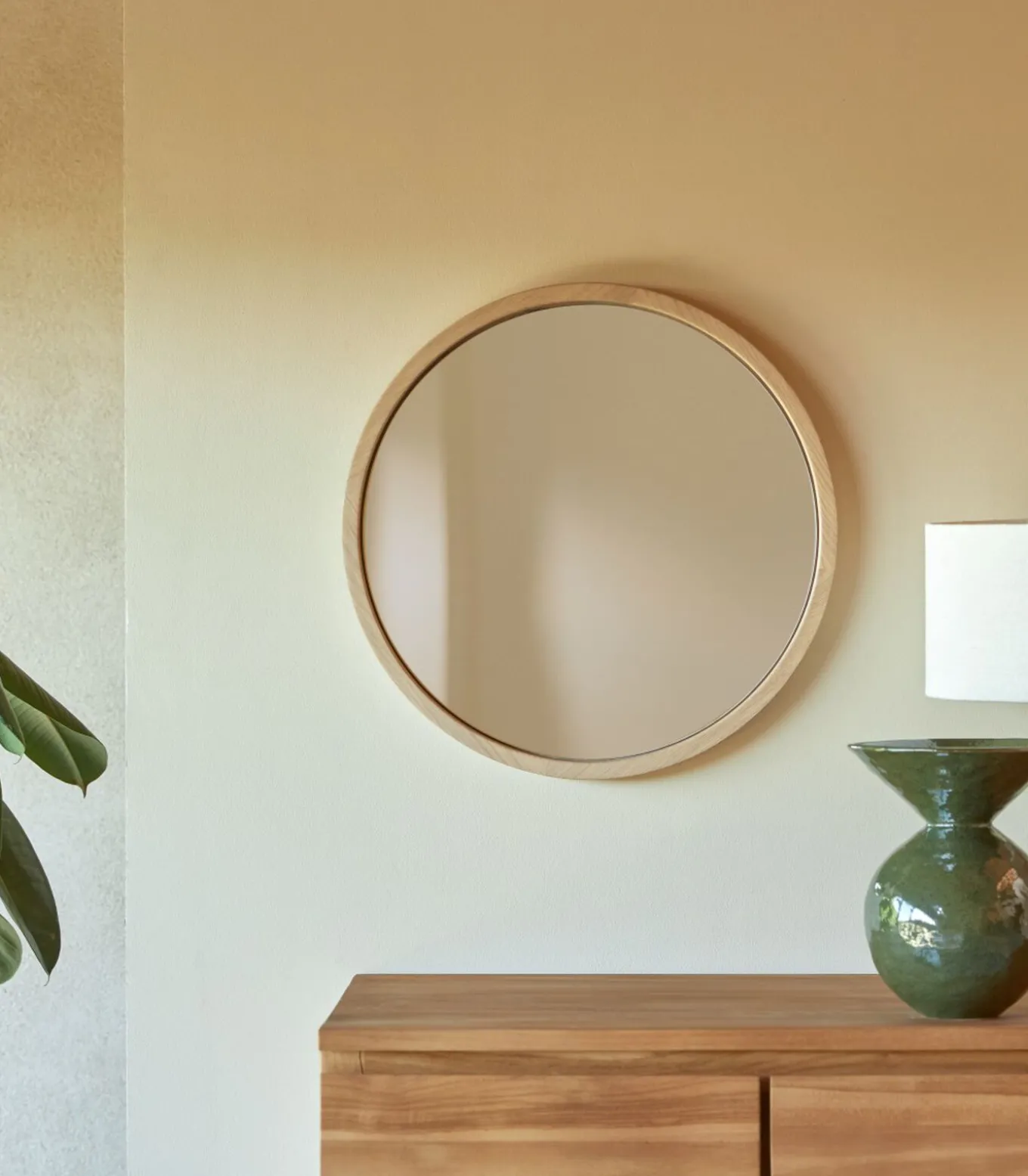 Ronde massief eiken spiegel 50x50 Fanie