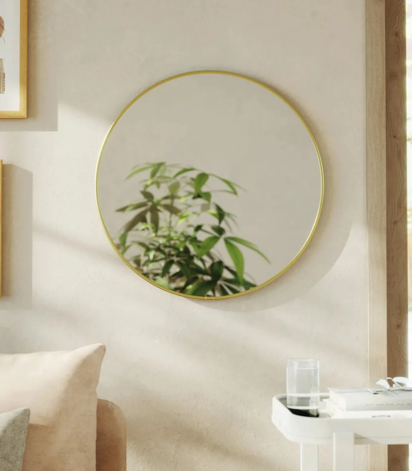 Ronde metalen wandspiegel