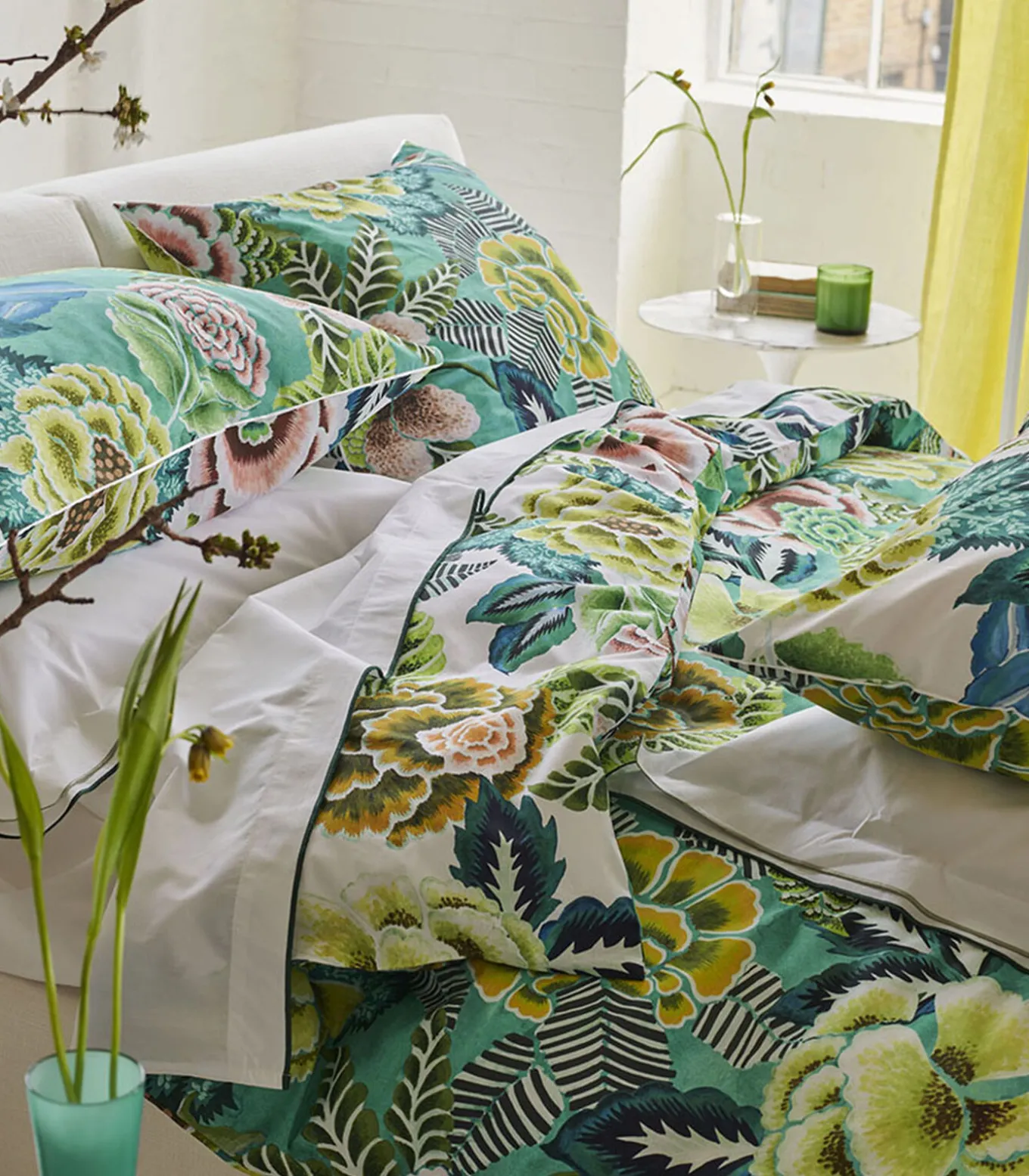 Rose de Damas - Kussensloop in katoen perkal met print