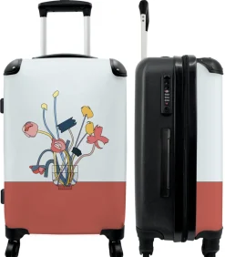 Ruimbagage koffer met 4 wielen en TSA slot (Planten - Abstract - Vaas)