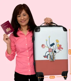 Ruimbagage koffer met 4 wielen en TSA slot (Planten - Abstract - Vaas)