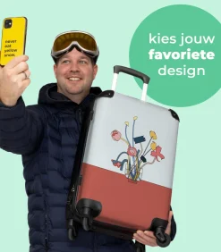 Ruimbagage koffer met 4 wielen en TSA slot (Planten - Abstract - Vaas)