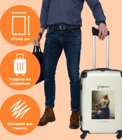 Ruimbagage koffer met 4 wielen en TSA slot (Kunst - Vermeer - Melkmeisje - Oude meester)