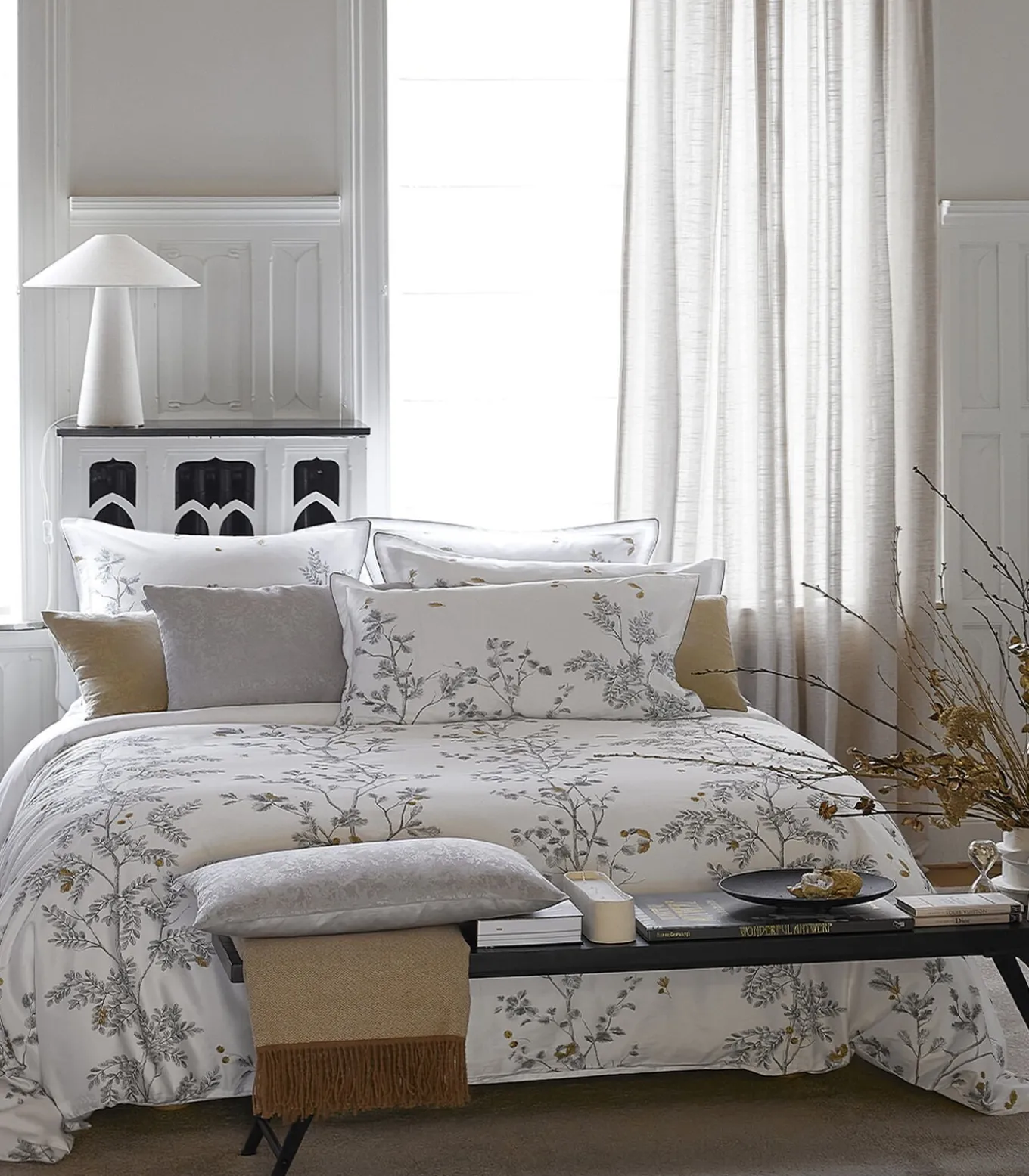 Saison - Kussensloop in katoen satijn met print